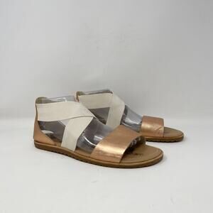Sorel Ella Sandal Womens 9 Copper Leather Natural Gore-Stretch‎ Strap NL2890-120